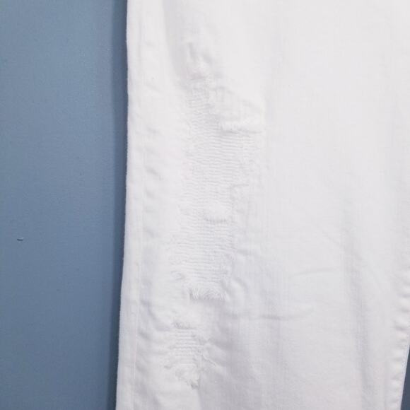 Liverpool The Girlfriend Luna White Mend Distressed Jeans High Rise Rolled Hem - Picture 12 of 13